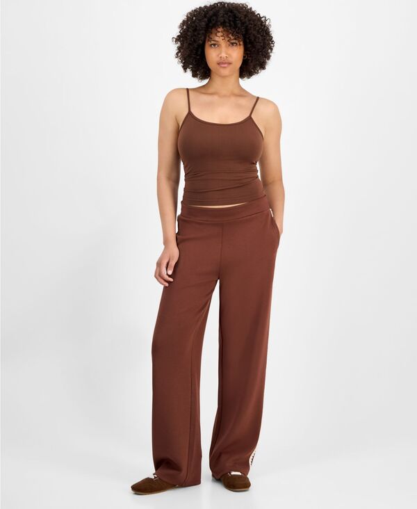 アンドノウディス レディース ボトムス カジュアルパンツ スキューバ And Now This Women's Cozy Blanket-Stitch Scuba Pull-On Pants PXS-XXL Cream クリーム