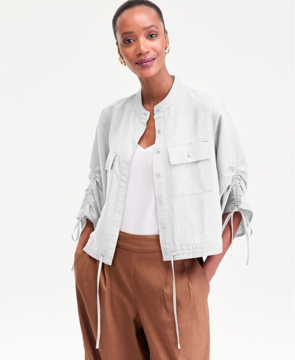アイ.エヌ.シー インターナショナル コンセプト レディース トップス シャツ ブラウス I.N.C. International Concepts Women's Tie-Sleeve Chambray Tie-Waist Blouse Bright White ホワイト
