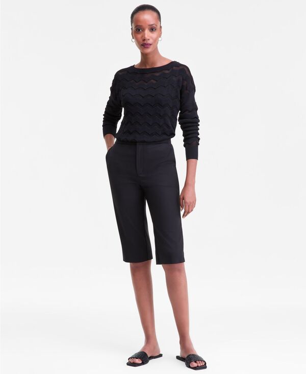 アイ.エヌ.シー インターナショナル コンセプト レディース ボトムス カジュアルパンツ キャップ I.N.C. International Concepts Women's High-Rise Capri Pants Deep Black ブラック