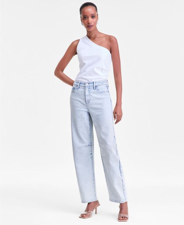 アイ.エヌ.シー インターナショナル コンセプト レディース ボトムス デニムパンツ ジーンズ I.N.C. International Concepts Women's High-Rise Barrel-Leg Jeans Norman Wash