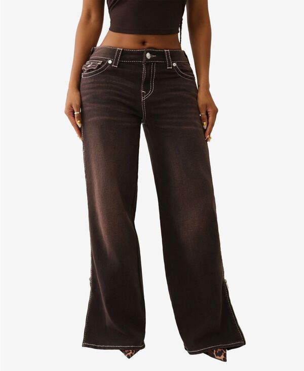 トゥルーレリジョン レディース ボトムス デニムパンツ ジーンズ True Religion Women's Bobbi Baggy Zipper Big T Flap Jeans Brown Wash ブラウン 27,820円