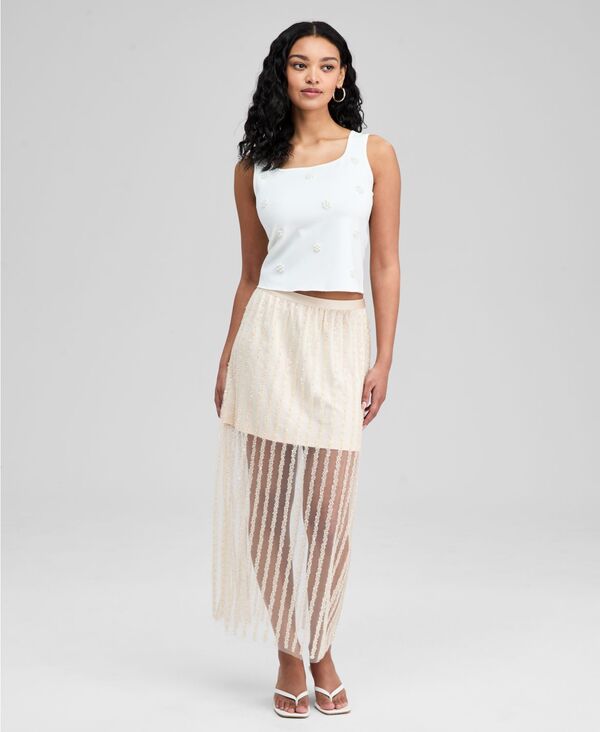 アンドノウディス レディース ボトムスカート スパンコール マキシ And Now This Women'sequin-Stripe Maxi Skirt Champagne Combo シャンパン