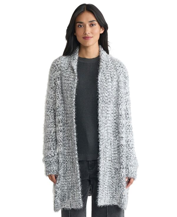 ジョーンズニューヨーク州 レディース アウター 編み物・プルオーバー Jones New York Women\u0027shawl Collar Open Front Sweater Jones White / Jones Black 白いこと ニット・セーター-セーター