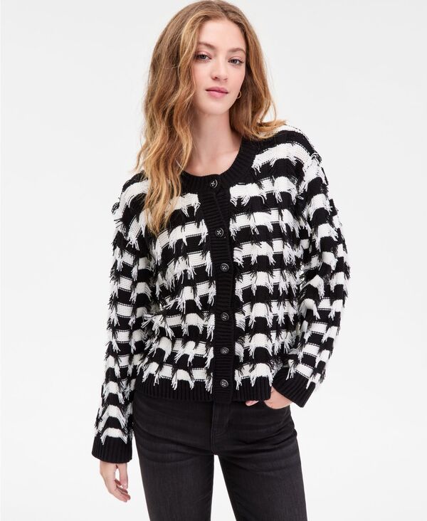 リヴァプール ロサンゼルス レディース アウター ニット・セーター カーディガン フリンジ Liverpoolos Angeles Women's Fringe Stripe Cardigan Black/white Fringe Stripe ホワイト