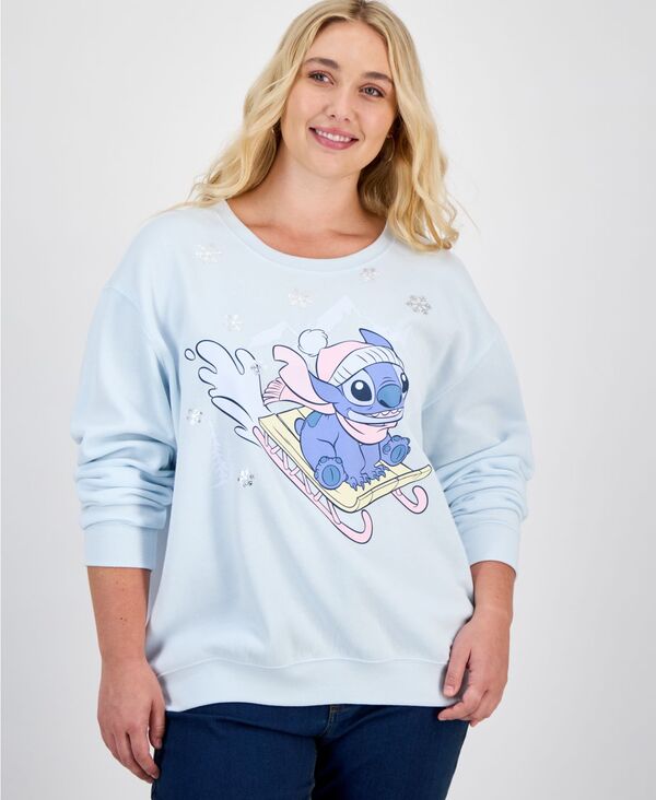 ディズニー レディース アウター パーカー・スウェット プラスサイズ シャツ グラフィック Disney Trendy Plusize Stitch Sleddingraphic Sweatshirt Ice Melt