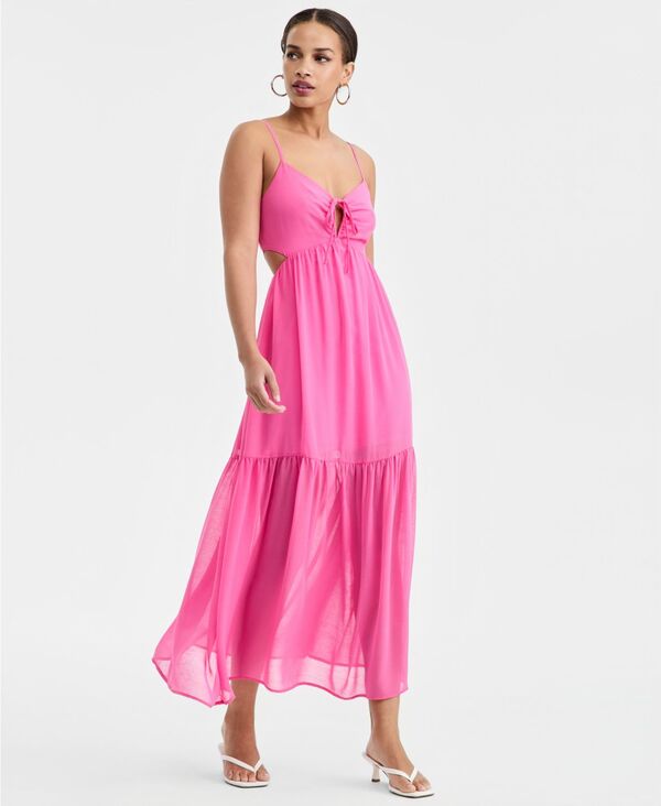 バースリー レディース トップス ワンピース Vネック ミディ ノースリーブ Bar III Women's V-Neck Sleeveless Midi Dress Pink Dazzle ピンク