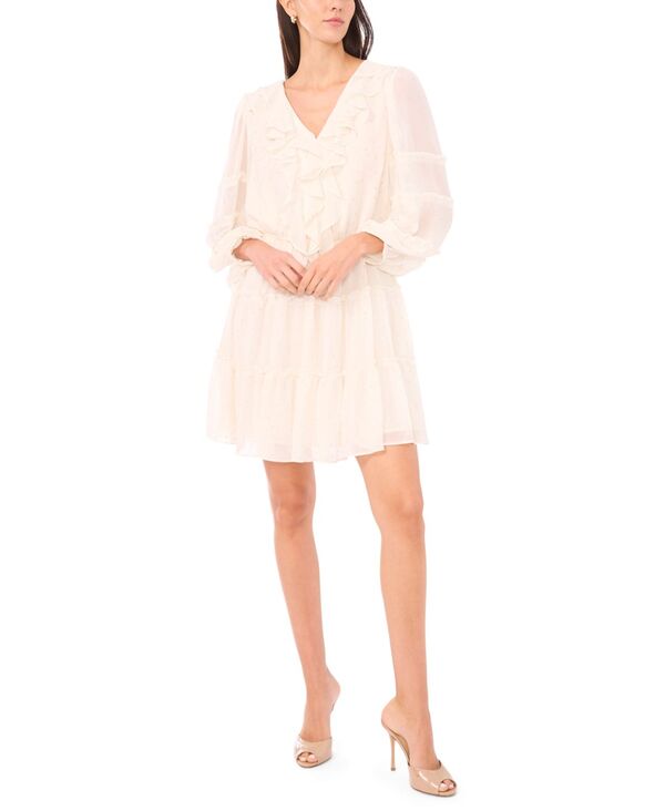 セセ レディース トップス ワンピース ティアード フリル ミニ 長袖 CeCe Women's Long-Sleeve Ruffle Frontiered Mini Dress New Ivory アイボリー