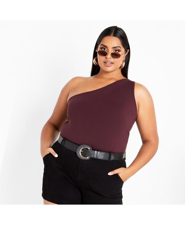シティーシック レディース トップス シャツ プラスサイズ CITY CHIC Plusize Louisa Top Chocolate チョコレート|ReVida 店