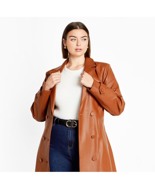 シティーシック レディース アウター ジャケット・ブルゾン プラスサイズ コート CITY CHIC Plusize Phylis Trench Coatoffee