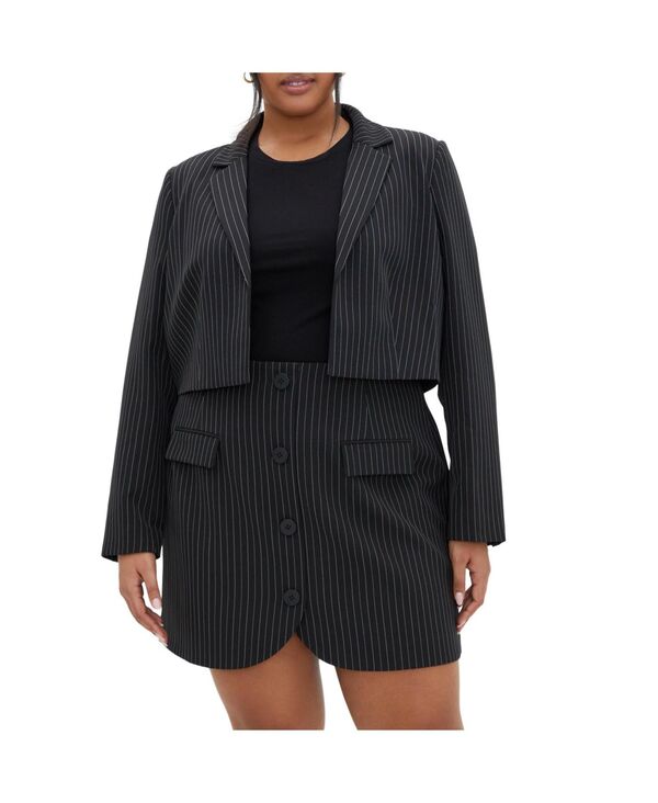 シティーシック レディース アウター ジャケット・ブルゾン CITY CHIC Women's Payton Pinstripe Jacket Black pinstripe ブラック