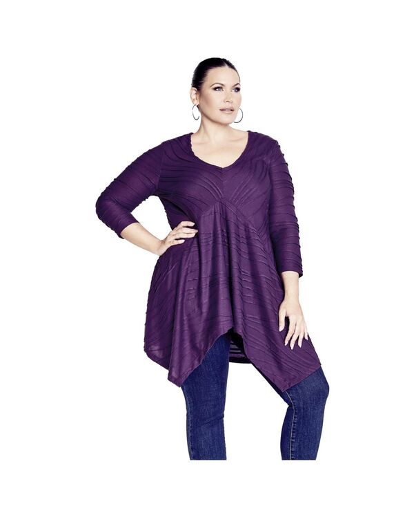 アベニュー レディース トップス シャツ AVENUE Women's Finley Textured Toplum プラム