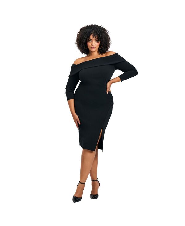 アベニュー レディース トップス ワンピース AVENUE Women's Collette Off Shoulder Gathered Waist Dress Black ブラック