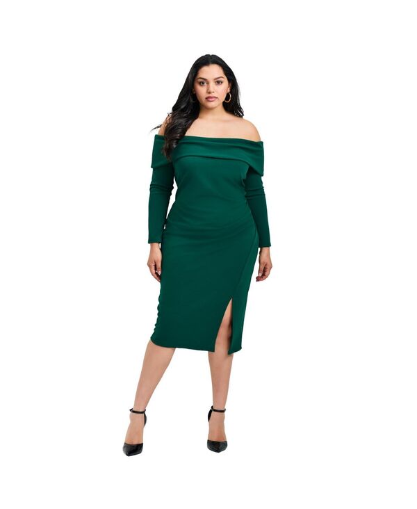 アベニュー レディース トップス ワンピース AVENUE Women's Collette Off Shoulder Gathered Waist Dress Emerald エメラルド|ReVida 店