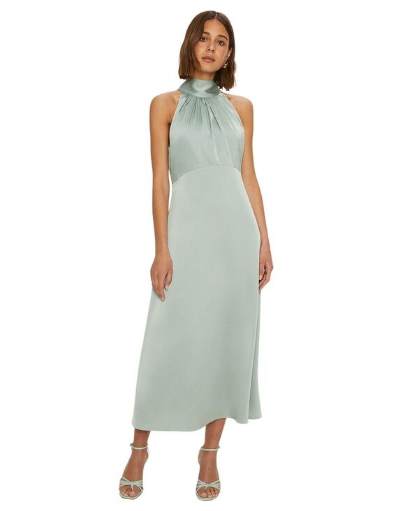 オアシス レディース トップス ワンピース ミディ サテン ホルター Oasis Women'satin Halter Neck Midi Bridesmaidressage セージ