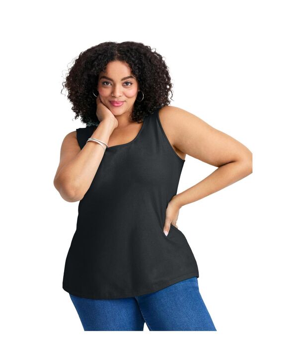 アベニュー レディース トップス シャツ プラスサイズ AVENUE Women's Plusize Basic Layering Tank Black ブラック