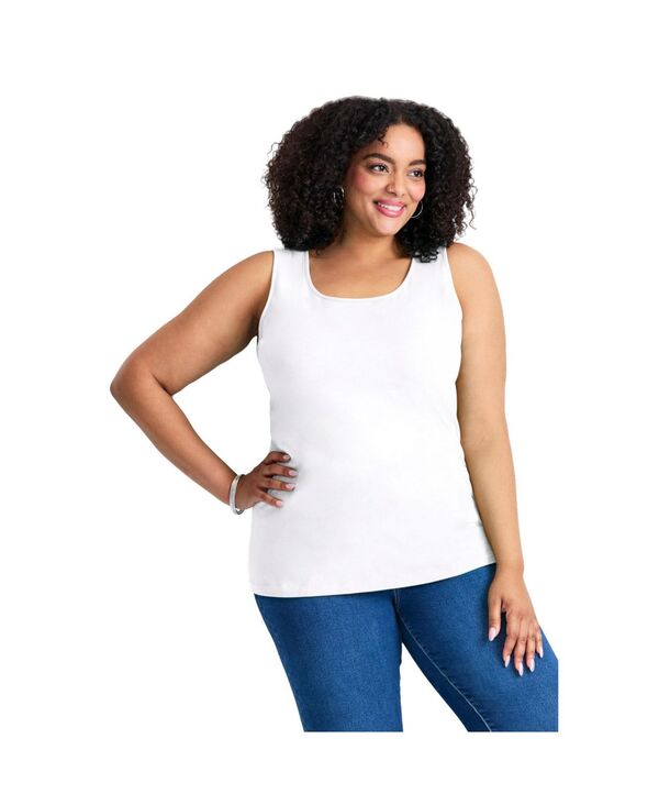 アベニュー レディース トップス シャツ プラスサイズ AVENUE Women's Plusize Basic Layering Tank White ホワイト