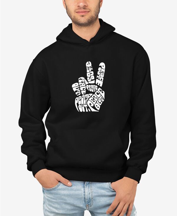 エルエーポップアート メンズ アウター パーカー・スウェット シャツ LA Pop Art Men's Word Art Peace Out Hooded Sweatshirt Black ブラック|ReVida 店