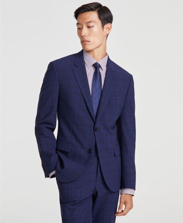 ヒューゴボス メンズ アウター ジャケット・ブルゾン ウール Hugo Boss Men's Modern-Fit Wool Suit Jacket - CLOSE OUT! Blue Plaid ブルー 50,280円