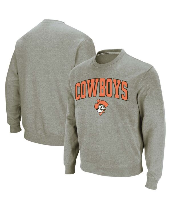 コロシアム メンズ アウター パーカー・スウェット クルーネック シャツ ロゴ Colosseumen's Oklahoma State Cowboys Arch and Logo Crew Neck Sweatshirt Heather Gray グレー