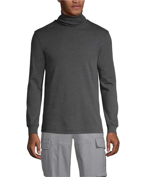 ランズエンド メンズ トップス Tシャツ タートルネック コットン Lands' End Men's Cotton Supima Turtleneck Dark charcoal heather チャコール