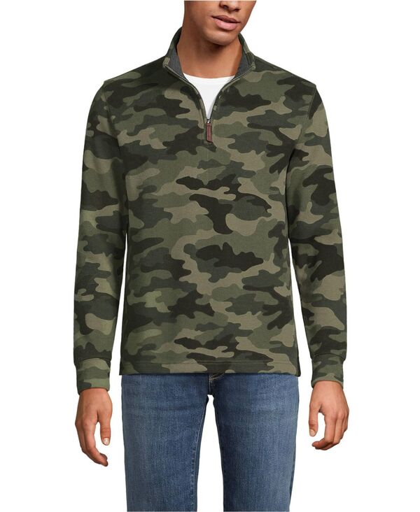 ランズエンド メンズ アウター ニット・セーター ハーフジップ Lands' End Men's Bedford Rib Casual Quarter Zip Sweateriver stone green camo グリーン|ReVida 店