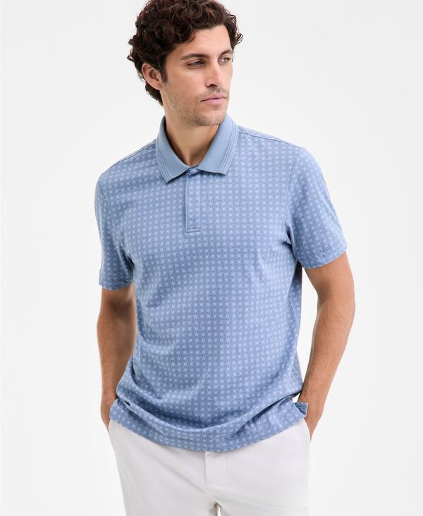 アルファニ メンズ トップス ポロシャツ Alfani Men's Micro-Lattice Polo Shirt Wash Denim デニム｜ReVida 店