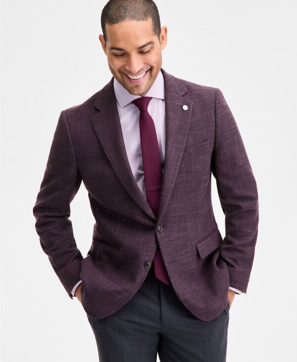 テッドベーカー メンズ アウター ジャケット・ブルゾン コート Ted Baker Men's Modern-Fit Maroon Textured Sport Coat Maroon マルーン