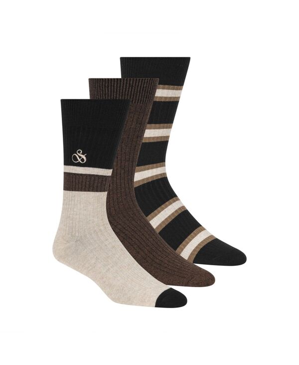 スコッチアンドソーダ メンズ アンダーウェア 靴下 リブ SCOTCH & SODA Men's 3-Pack Ribbed Crew Dressocks Medium beige ベージュ