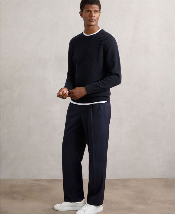 レイス メンズ アウター ニット・セーター ウール REISS Men's Wool-Cashmereverse-Seam Sweater Navy ネイビー 25,056円