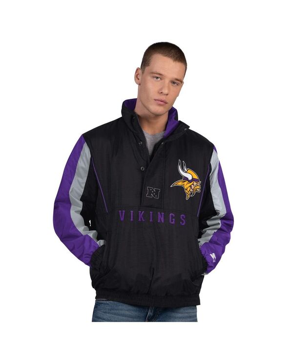 スターター メンズ アウター ジャケット・ブルゾン Starter Men's Black Minnesota Vikings Thursday Night Gridiron Half-Zip Jacket Black Purple ブラック