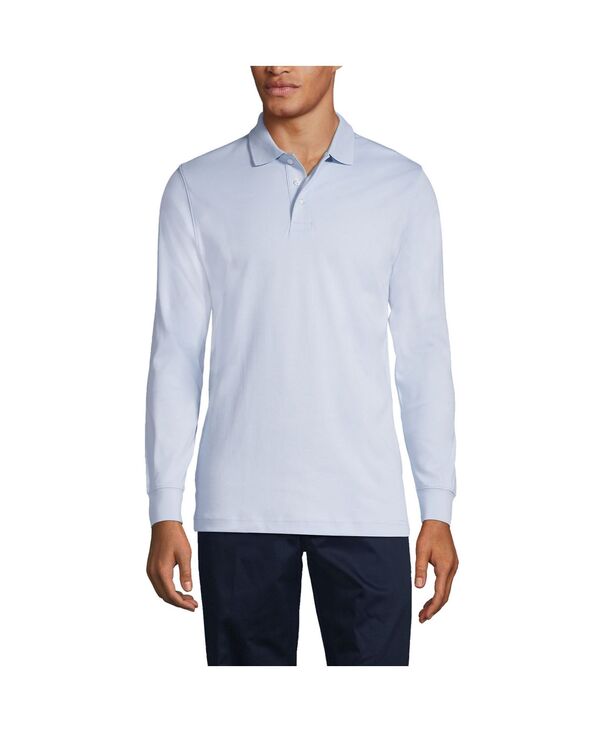ランズ挙げ句の果て メンズ トップス スポーツシャツ Lands\u0027 End Men\u0027s Long Sleeve Interlock Polo Shirt Blue 青み