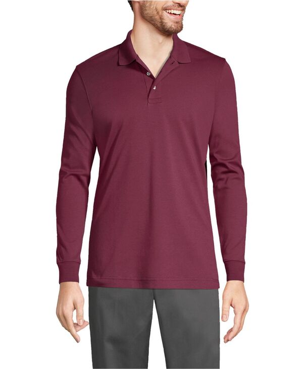 ランズ挙げ句の果て メンズ トップス スポーツシャツ Lands\u0027 End Men\u0027s Long Sleeve Interlock Polo Shirt Burgundy バーガンディ