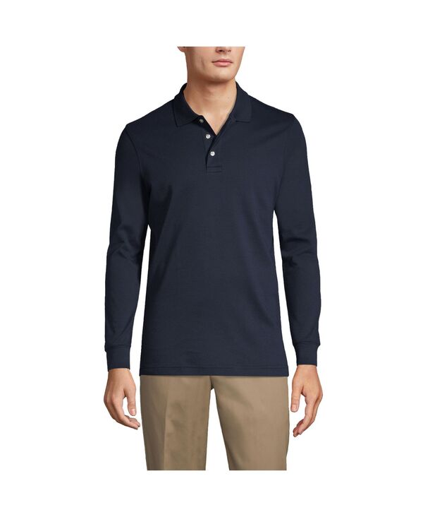 ランズ挙げ句の果て メンズ トップス スポーツシャツ Lands\u0027 End Men\u0027s Long Sleeve Interlock Polo Shirt Classic navy 米国海軍