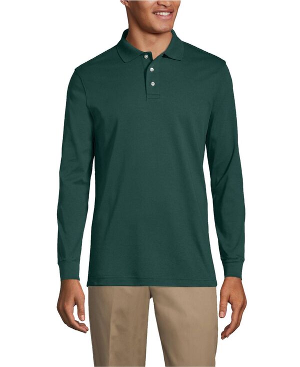 ランズ挙げ句の果て メンズ トップス スポーツシャツ Lands\u0027 End Men\u0027s Long Sleeve Interlock Polo Shirt Evergreen