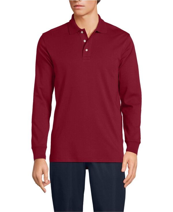 ランズ挙げ句の果て メンズ トップス スポーツシャツ Lands\u0027 End Men\u0027s Long Sleeve Interlock Polo Shirt Garnet