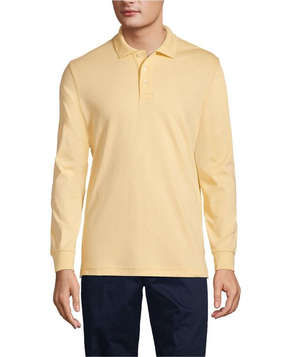 ランズ挙げ句の果て メンズ トップス スポーツシャツ Lands\u0027 End Men\u0027s Long Sleeve Interlock Polo Shirt Maize