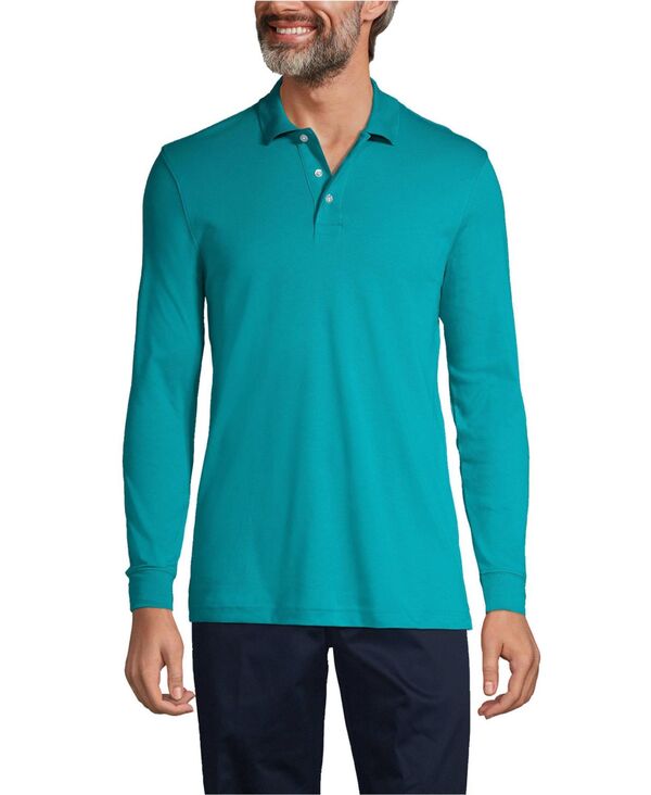 ランズ挙げ句の果て メンズ トップス スポーツシャツ Lands\u0027 End Men\u0027s Long Sleeve Interlock Polo Shirteal breeze ティール
