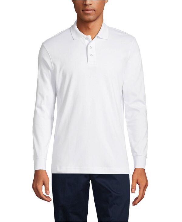 ランズ挙げ句の果て メンズ トップス スポーツシャツ Lands\u0027 End Men\u0027s Long Sleeve Interlock Polo Shirt White 白いこと