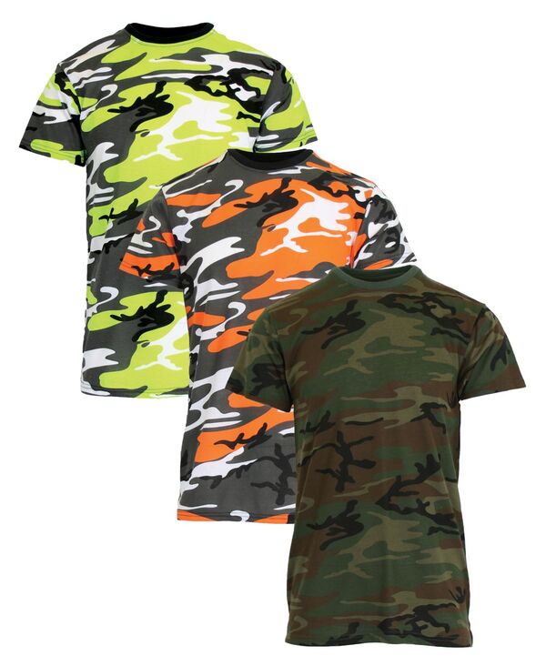 ギャラクシーバイハルビック メンズ トップス Tシャツ クルーネック プリント Galaxy By Harvic Men's Camo Printed Short Sleeve Crew Neck T-shirt Pack of 3 Neon Green Camo-Orange Camo-Woodland Camo オレンジ