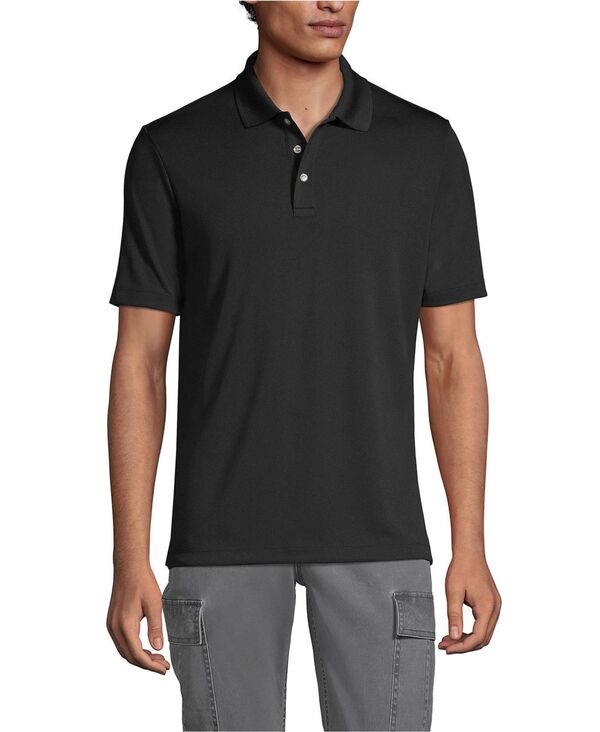 ランズエンド メンズ トップス ポロシャツ Lands' End Men'short Sleeve Solid Active Polo Shirt Black ブラック