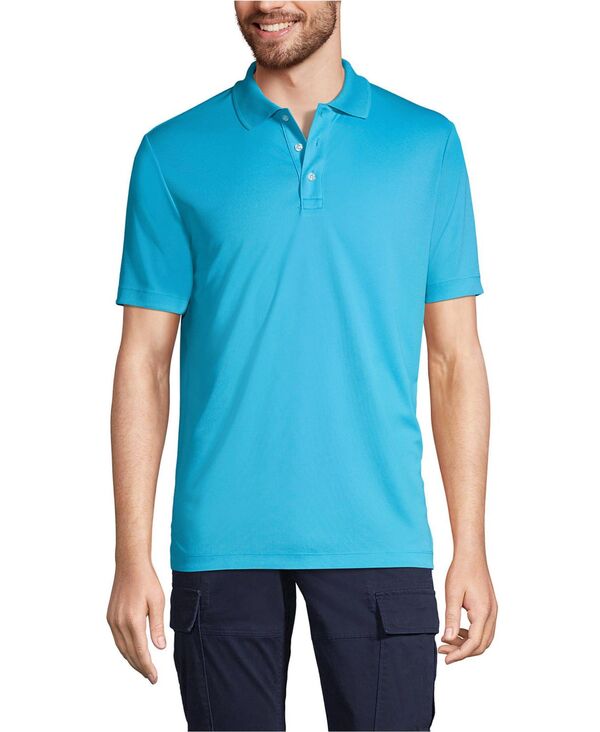 ランズ挙げ句の果て メンズ トップス スポーツシャツ Lands\u0027 End Men\u0027short Sleeve Solid Active Polo Shirt Brillianturquoise 青緑色