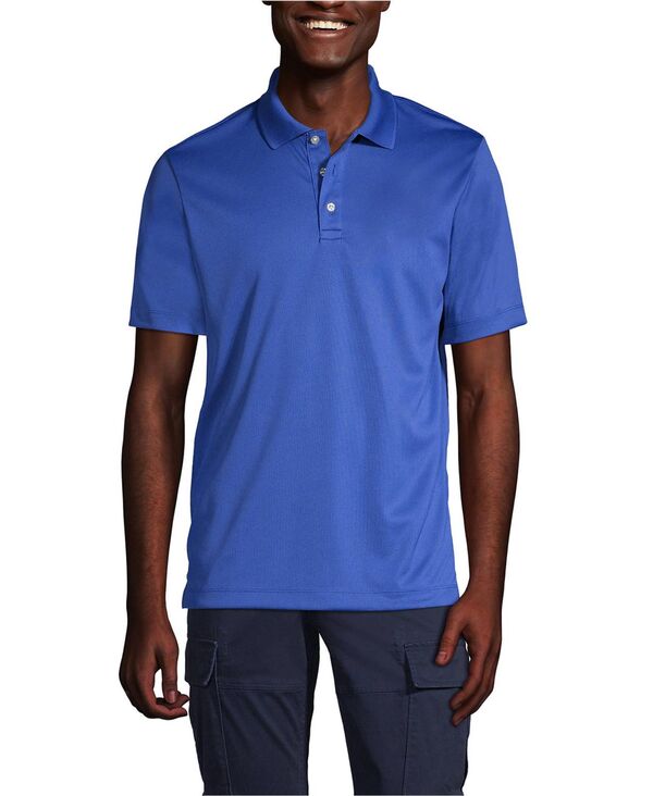 ランズ挙げ句の果て メンズ トップス スポーツシャツ Lands\u0027 End Men\u0027short Sleeve Solid Active Polo Shirt Dark cobalt blue 青み