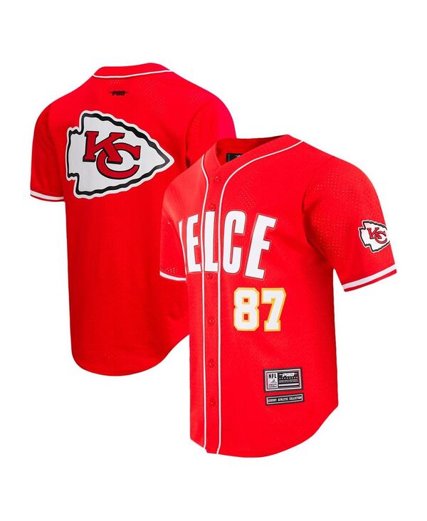 プロスタンダード メンズ トップス シャツ メッシュ ジャージー Pro Standard Men's Travis Kelce Red Kansas City Chiefs Mesh Button-Up Baseball Jersey Red レッド｜ReVida 店