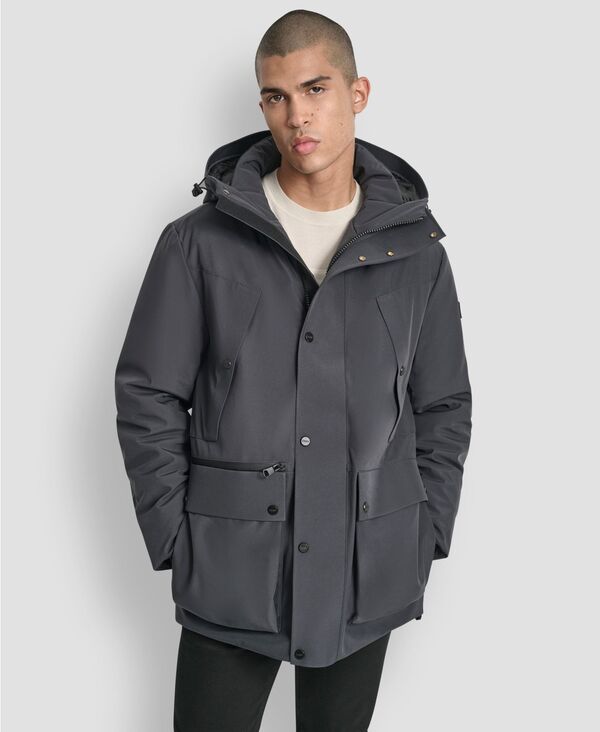 ダナ キャラン ニューヨーク メンズ アウター ジャケット・ブルゾン パーカー DKNY Men's Urban Hooded Parka Jacket Iron｜ReVida 店