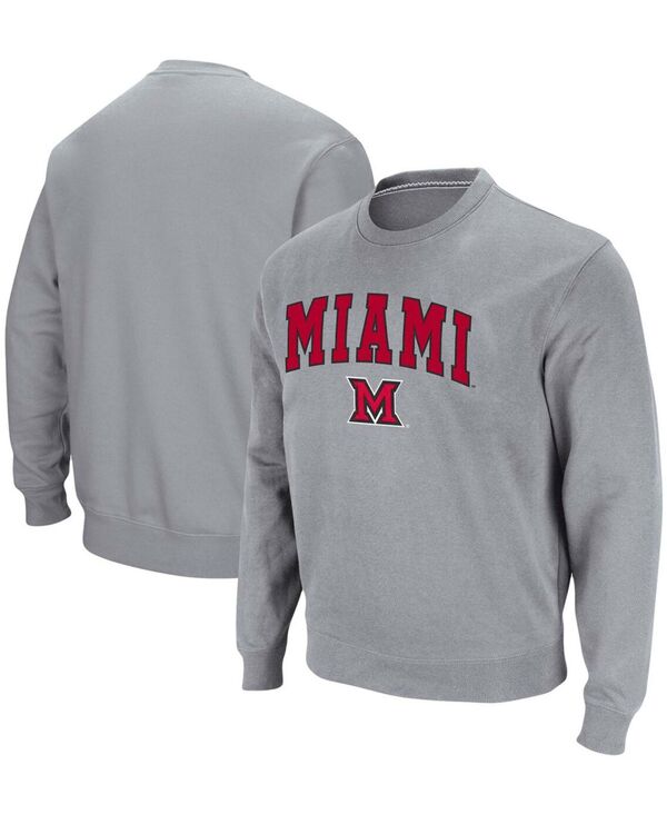 コロシアム メンズ アウター パーカー・スウェット クルーネック シャツ ロゴ Colosseumen's Miami University RedHawks Arch Logo Crew Neck Sweatshirt Heathered Gray グレー