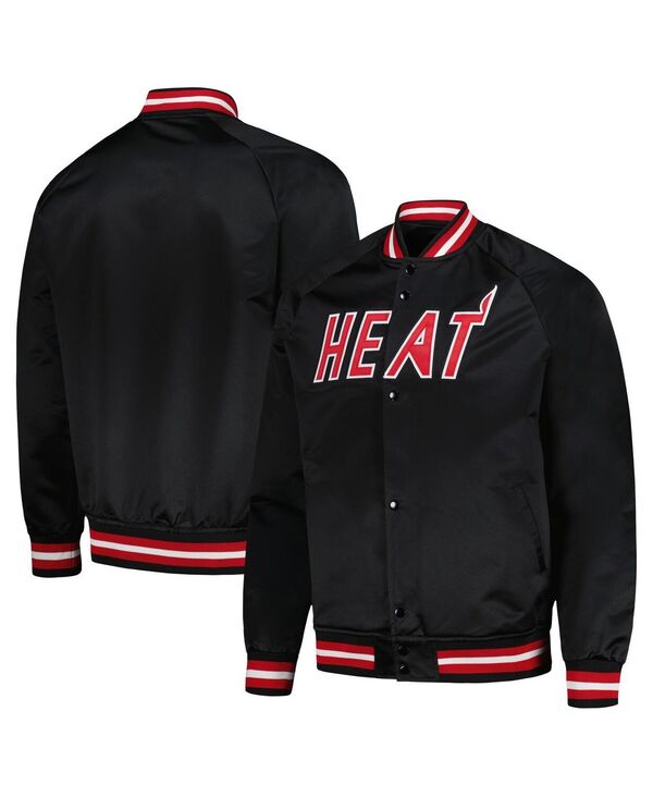 ミッチェル&ネス メンズ アウター ジャケット・ブルゾン Mitchell & Ness Men's Black Miami Heat Hardwood Classics Throwback Wordmark Raglan Full-Snap Jacket Black ブラック 19,236円