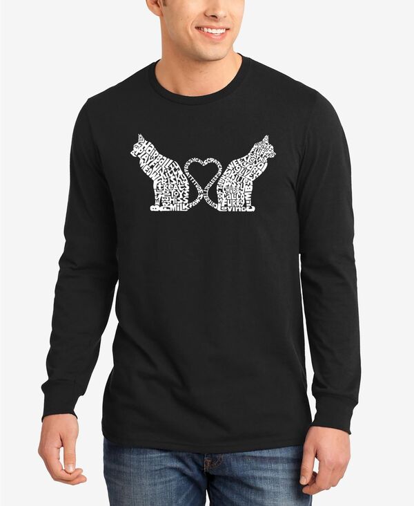 エルエーポップアート メンズ トップス Tシャツ LA Pop Art Catail Hearts - Men's Word Art Long Sleeve T-Shirt Black ブラック