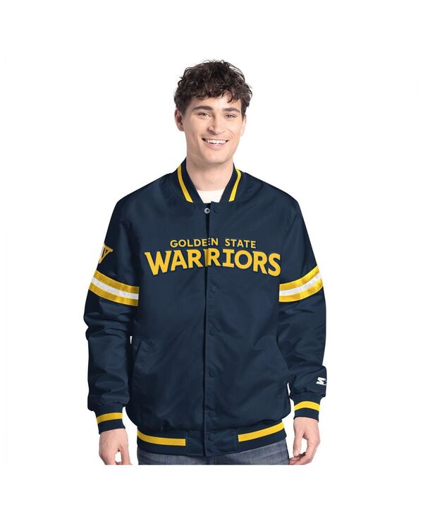 スターター メンズ アウター ジャケット・ブルゾン Starter Men Navy Golden State Warriorscout Full-Snap Varsity Jacket Navy ネイビー