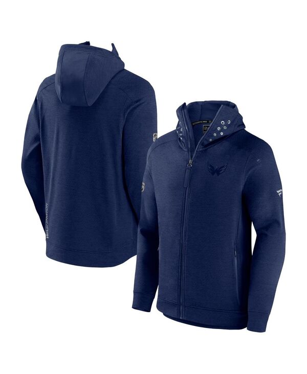 ファナティクス メンズ アウター 上衣・上衣 旗がしら パーカー Fanatics Men\u0027s Heather Navy Washington Capitals Authentic Proad Tech Full-Zip Hoodie Jacket Heather Navy ギョリュウモドキ