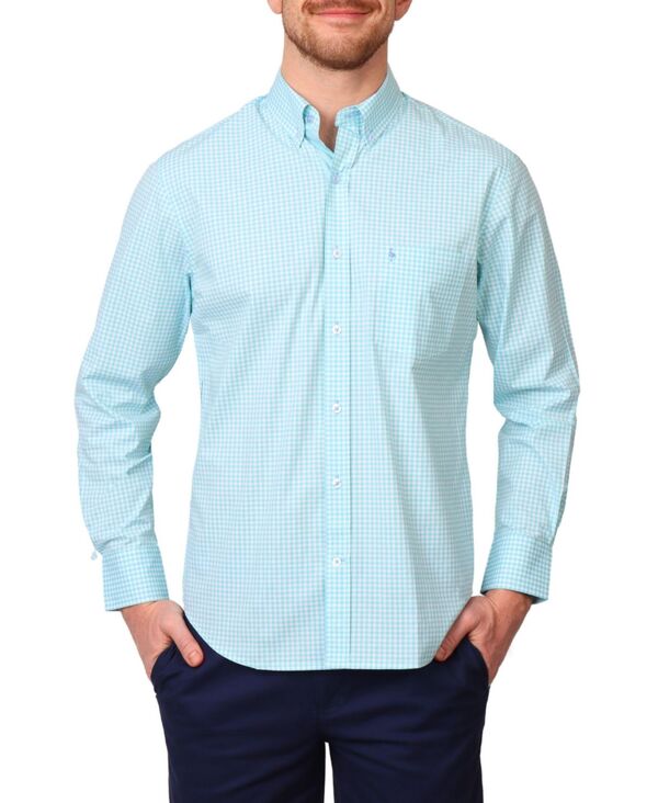 テーラーバード メンズ トップス シャツ ギンガムチェック ギンガム Tailorbyrd Men'signature Gingham Long Sleeve Shirt Seafoam|ReVida 店